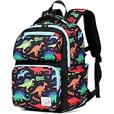 VASCHY Toddler Backpack for Boys, Kids Cute Kindergarten Daycare Children 7L Small Backpack Bookbag for School Travel Dinosaur Black