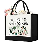 Canvas Tote Bag for Women, Cute Plant Lover Gifts for Women Gardener, Plant Lady Gifts Aesthetic Tote Bag, Gardening Present for Planting Lover Birthday Graduation Christmas Reusable Bag