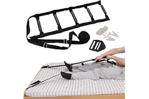 Bed Ladder Assist 160 Inch, Munzong Black Pull Up& Sit Up Assist Device, Assistive Bedside Straps w/ 5 Handle, Portable Rope Beds Ladder Helper for Elderly Senior Injury Handicap Patient Pregnant(4 m)