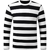 Sthisomo Men's Classic Long Sleeve Striped Crewneck T-Shirts