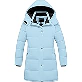 CTFASHION Girl's Winter Coat Kids Long Puffer Jacket Waterproof Ski Outerwear Warm Puffy Dress Coat with Hood