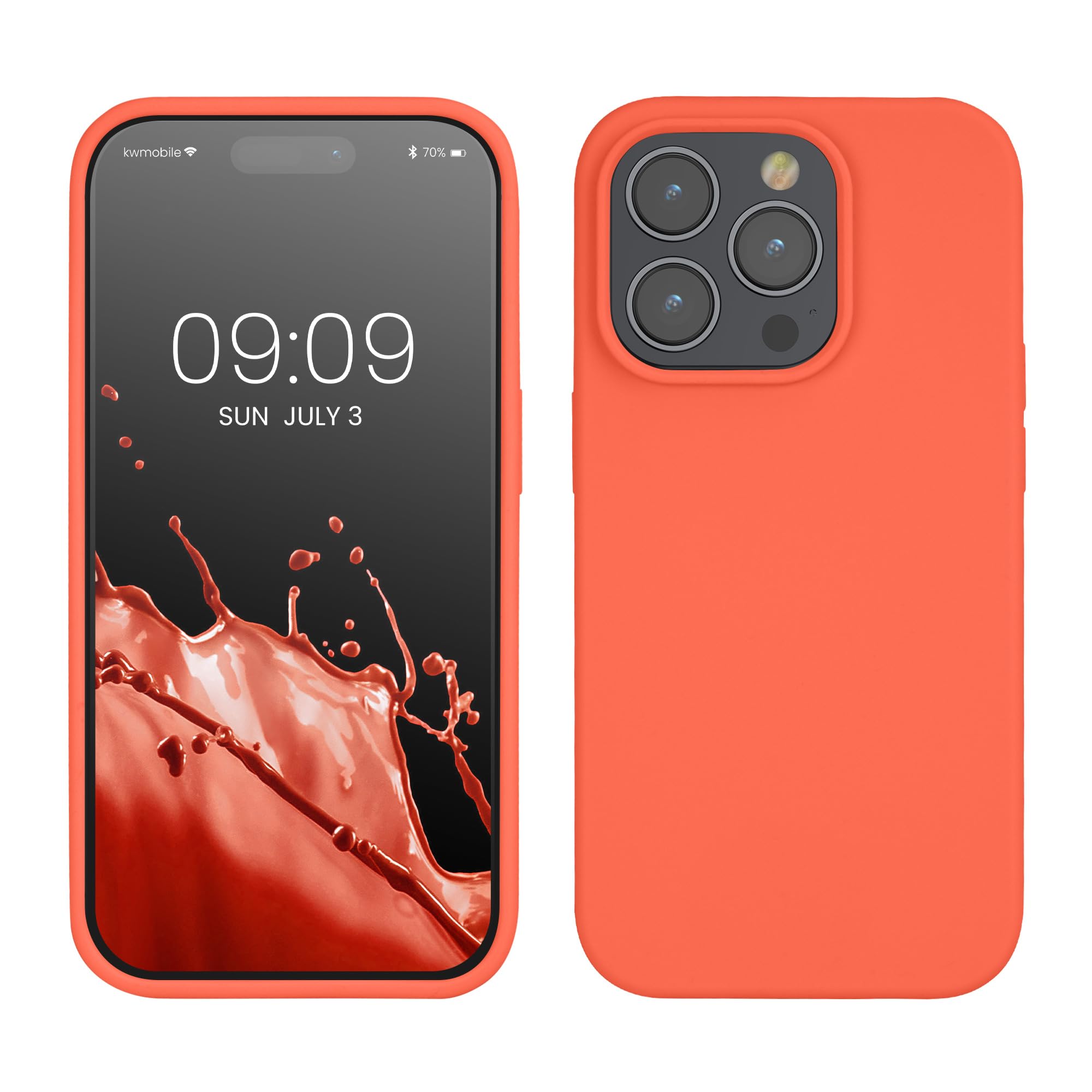 kwmobile Case for iPhone 14 Pro Case - Slim Soft TPU Silicone Cover - Works with Wireless Charging - Vivid Coral