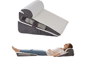 WGAKCED 3Pcs Wedge Pillow Set for After Surgery,Acid Reflux Relief, Adjustable Bed Wedge Pillows for Sleeping,Anti Snore, Memory Foam Triangle Pillow for Back&Neck&Shoulder Pain Relief, White&Grey