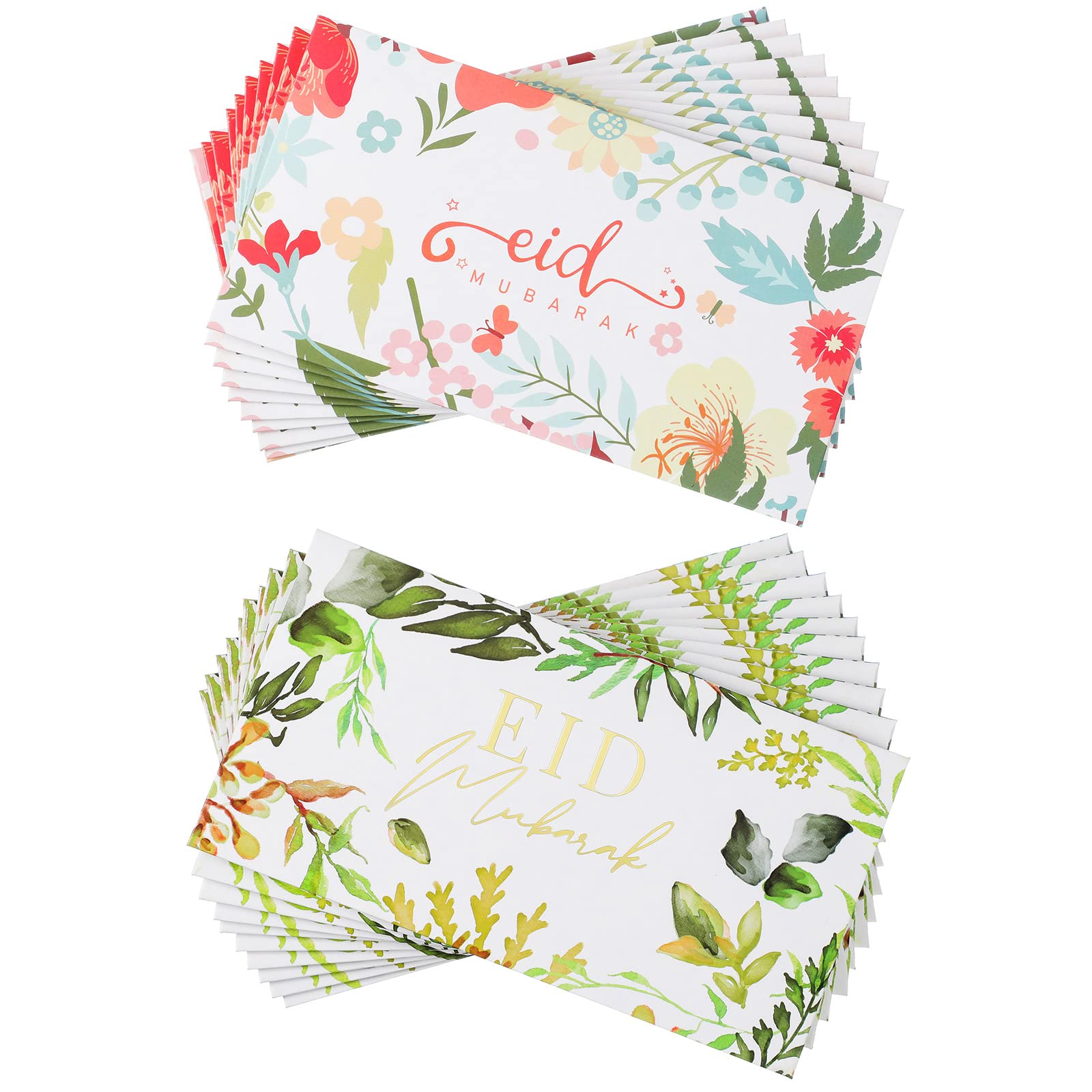 Faccito 20 Pcs Eid Al-adha Money Envelopes Eid Mubarak Money Envelope Ramadan Cash Gift for Festival of Muslim Mosque Sacrifice Feast Ceremony Party Decoration, 2 Styles(Elegant,Red, Green)