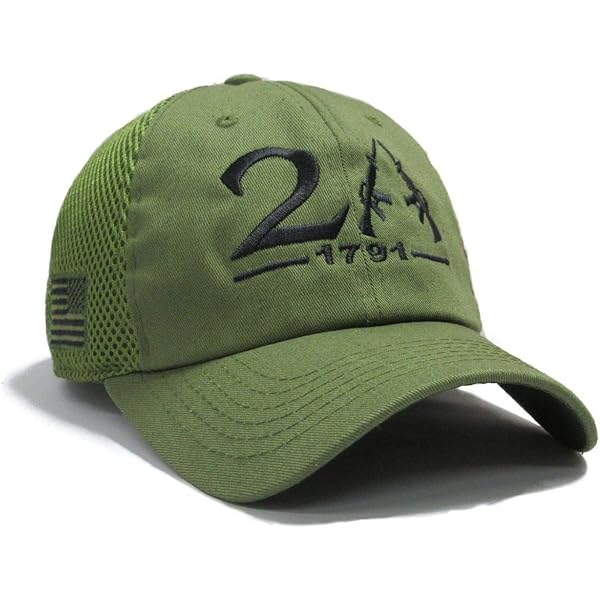 Cappello 2nd Amendment Cappellino Nero Con Ricamo 2° Emendamento E Bandiera USA - Regolabile, Unisex! Berretto Unisex Regolabile Nero