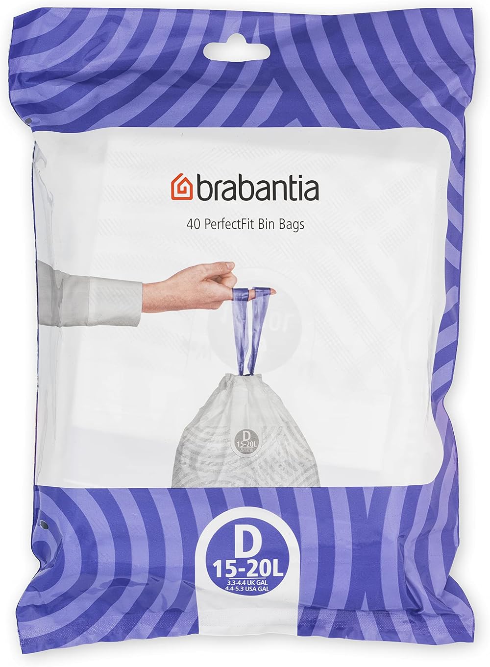 Brabantia PerfectFit Bin Liners Size D 15-20 Litre 40 Bags Thick Plastic