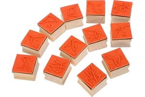 JEWEDECO 12pcs Wood Stamps DIY Craft Scrapbook Small Vintage Flower Stamps for Card Making Random Style