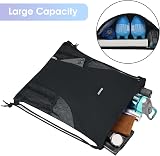 WANDF Drawstring Backpack Sports Gym Sackpack with Mesh Pockets Black view 2