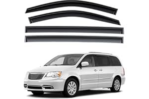 GrandWheel Co Smoke Tinted Tape-On Side Window Vent Visor Deflectors Rain Guards Compatible with Chrysler Town and Country 2008-2016 - 4pcs. GW0278
