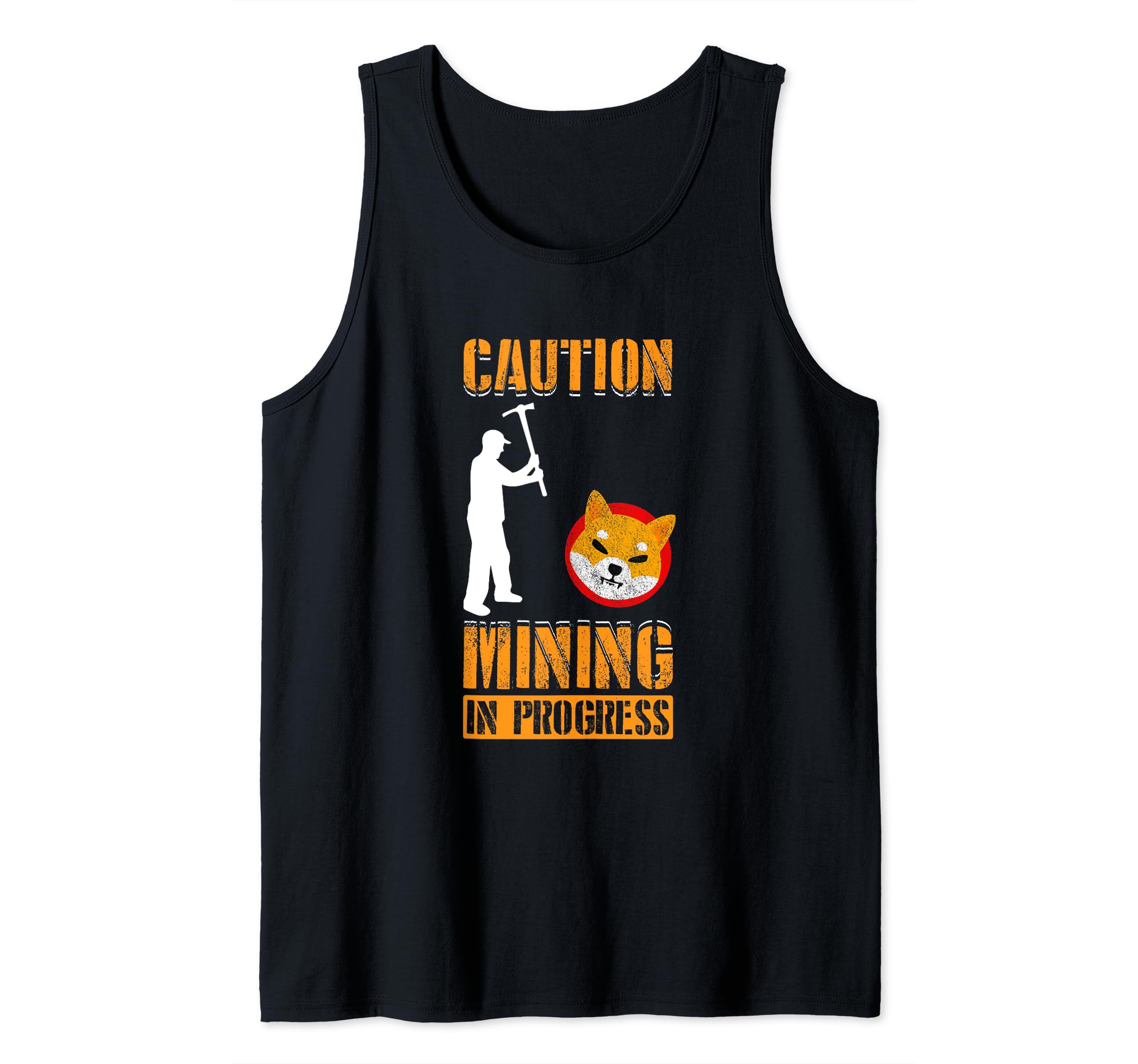 Caution Mining In Progress Shiba Inu Coin Cryptocurrency Tank Top