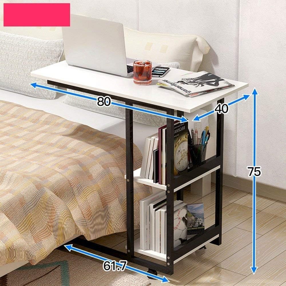 CMXSC Bedside Removable Laptop Table Household Bedroom Simple Writing Desk Multifunction Bookshelf Bed,C (Color : Green)