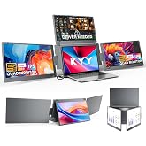 Laptop Screen Extender Monitor Portable, 15.6" Quad Portable Monitor X90G | 1080P One Cable Connection Triple Screen Laptop Monitor Extender, Alloy Body, Auto Rotation, for 12&ndash;17" Laptops, Need Driver