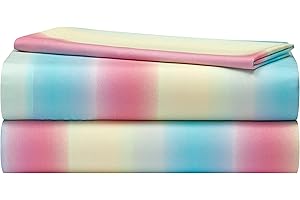Heritage Kids 3-Piece Twin Sheet Set,Rainbow Ombre Print,Includes Fitted Sheet, Flat Sheet & Pillowcase, Soft Microfiber Bedding for Kids,Multicolor