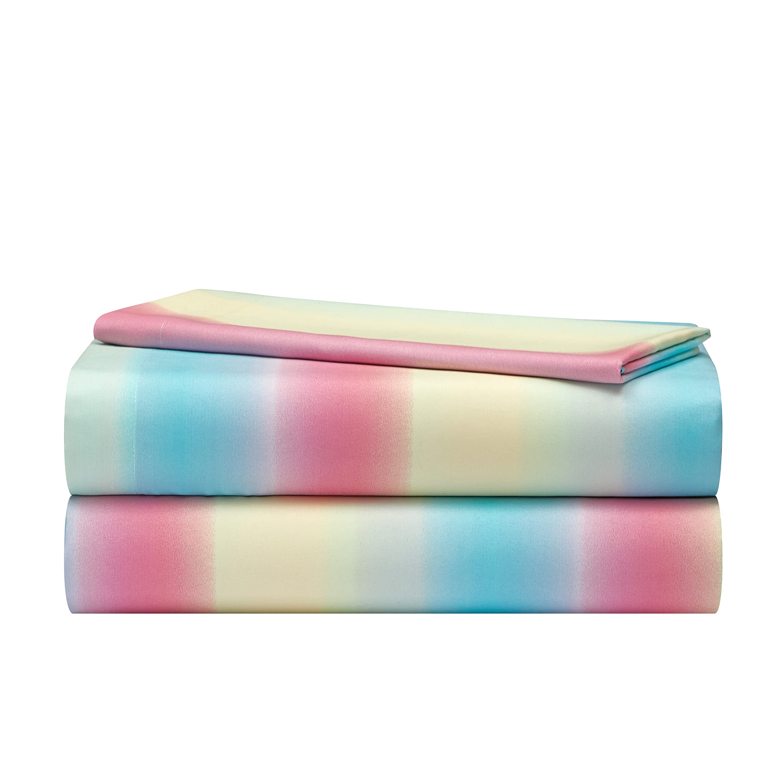 Photo 1 of Heritage Kids 3-Piece Twin Sheet Set,Rainbow Ombre Print,Includes Fitted Sheet, Flat Sheet & Pillowcase, Soft Microfiber Bedding for Kids,Multicolor