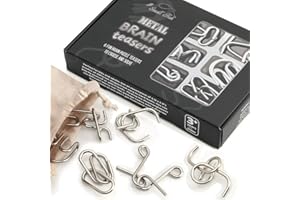 SMALL FISH Metal Brain Teaser Puzzles 6 Pcs Set for Kids Teens and Adults, Mind Puzzle Games for IQ Test, Chinese Wire Unlock Logic Toys for Party Favors, Classroom Prizes, Easter Gift Basket Stuffer Egg Filler