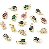 DanLingJewelry 20 PCS Mixed 18K Gold Plated Micro Pave Cubic Zirconia Rectangle Charms Tiny Pendants for Jewelry Making 9.5x5x3.5mm