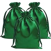 Gbateri 50 PCS 4 x 6 Inches Green Satin Gift Bags with Drawstring Wedding Favour Bags, Party Favor Bags Silk Jewelry Pouches, Fabric Drawstring Pouch for Baby Shower Bridal Shower Birthday Christmas