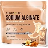 Sodium Alginate Supplement | Alginate Blend Digestive Comfort Formula with Sodium Bicarbonate, Calcium Carbonate, Aloe Vera &amp; Banana | Sugar Free | Vanilla Caramel Flavor | 60 Liquid Packets