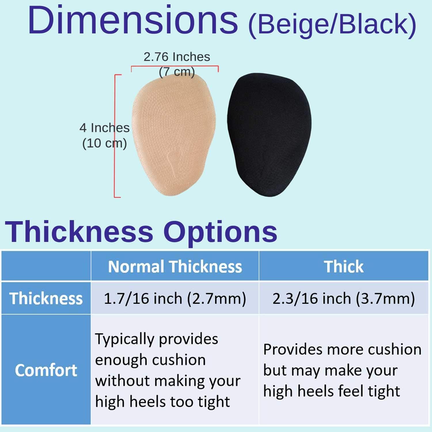 Chiroplax High Heel Cushion Inserts Pads (4 Pairs) Suede Ball of Foot Forefoot Metatarsal Anti Slip Shoe Insoles for Women (Beige, Normal Thickness): Health & Personal Care