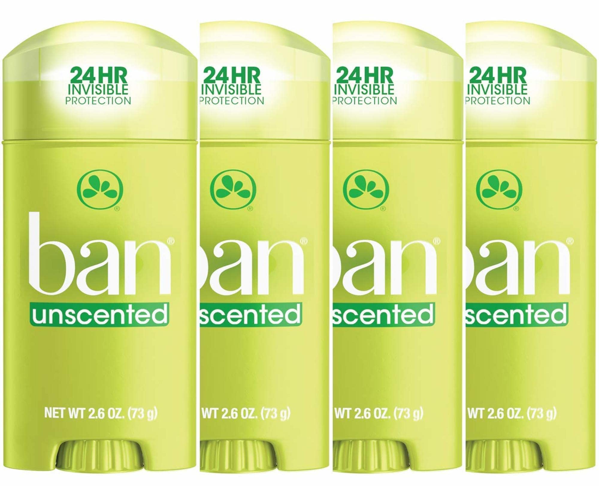 Photo 1 of Ban Invisible Solid Antiperspirant Deodorant for Women and Men, 24-Hour Underarm Odor & Sweat Protection, Unscented, 2.6 Oz, Pack of 4