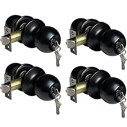 BESTTEN 4 Pack Door Knob with Lock and Key, Keyed