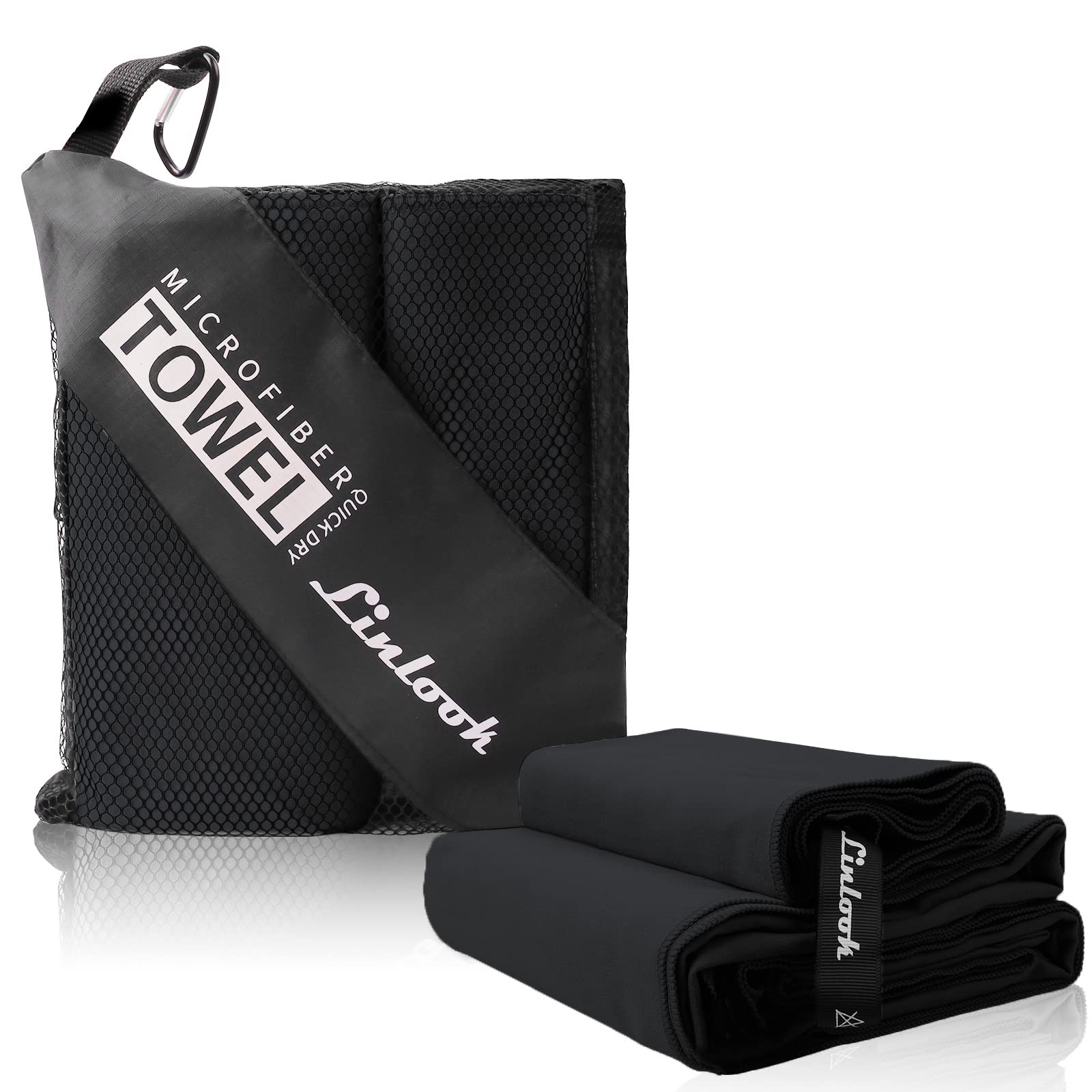 Linlook Microfibre Towel Set (180 x 80 cm Large Bath Towel + 100 x 50 cm Small Towel) - Lightweight Quick Drying Compact Towel for Beach Sports Gym Swimming Camping Shower Sauna — image 1