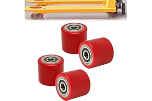 RDUIGT 4PCS Pallet Jack Truck Load Wheels 80 x 70 mm with Pre-Installed Bearings PU Wheels for Pallet Trucks