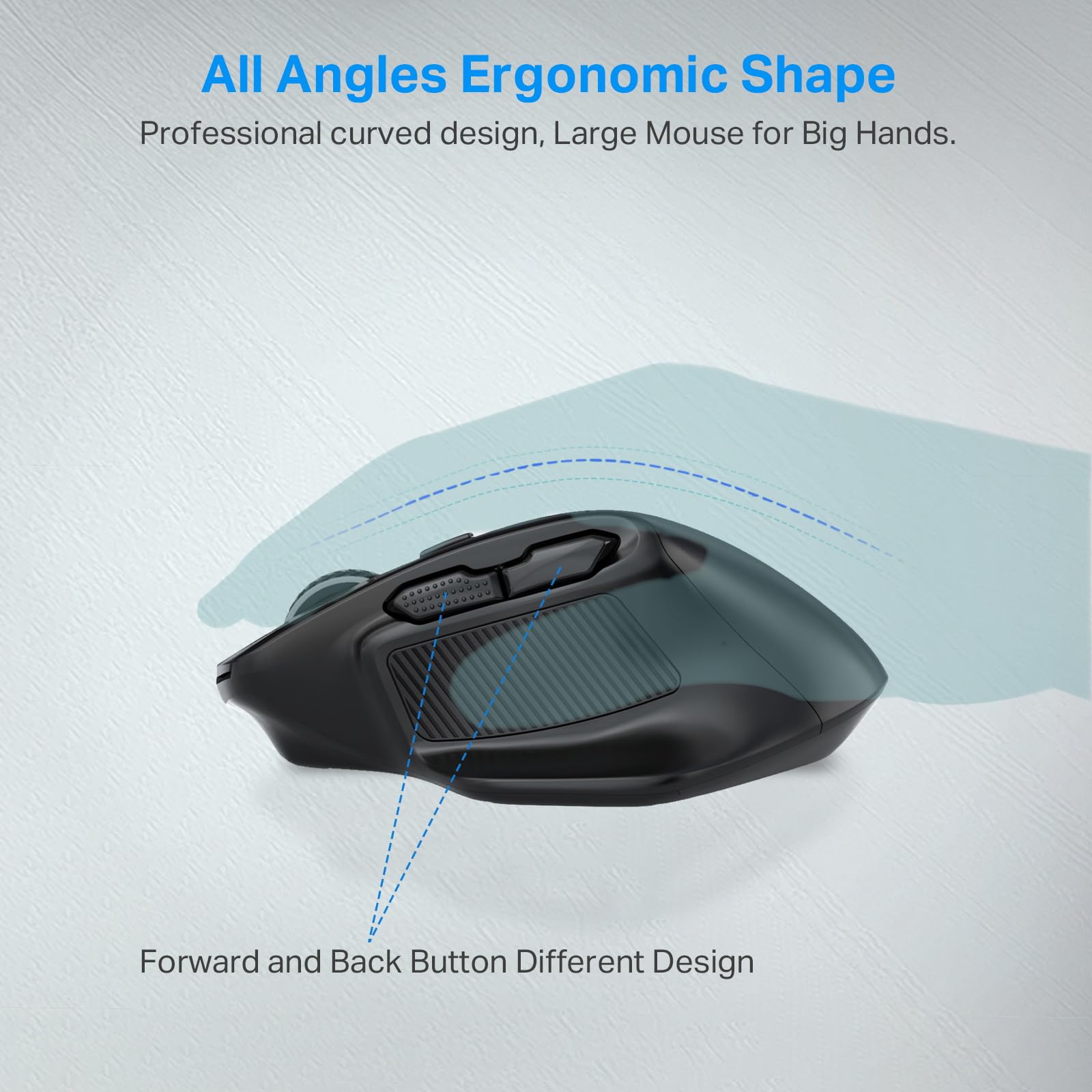 E-YOOSO Large Bluetooth Wireless Mouse for Big Hands, X-31 Cordless Ergo Computer Mouse, 6 Buttons, 5-Level 4800 DPI, 18 Months Battery Life, for Laptop, PC, Chromebook
