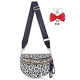 Bum Bag Crossbody Bag for Women | Spacious Bum Bags | Nylon Crossbody Fanny Packs | Leopard Purse Belt Wallet (Colour Bum Bag-Black and White Leopard)