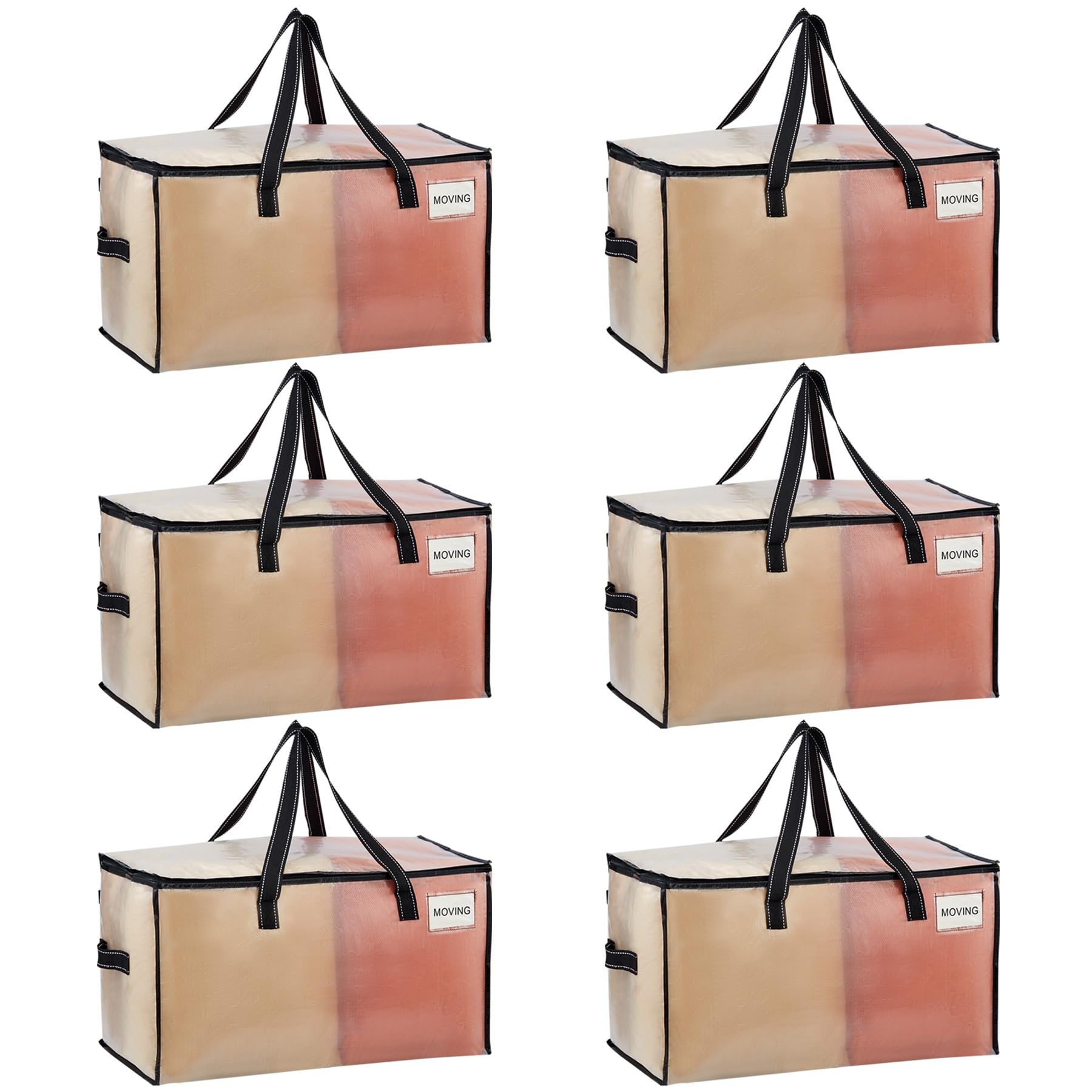 VENO 6 Pack Extra Large Moving Bags,Clothes Storage Bags for Blankets Bedding,Moving House Essentials,Waterproof Underbed Storage Packing Boxes,Laundry Bags Organiser (Clear, 6 Pack)