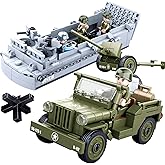 hhohio World War 2 Landing Craft Building Toys WW2 Military Vehicle Brick Set, WWII Army Warship Boat Model Block with 4 Soldiers Figures (325 Pieces)