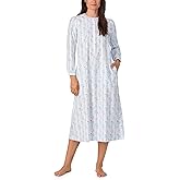 Lanz of Salzburg Sleepwear for Women Classic Long Sleeve Henley Style Soft Flannel Pajama Nightgown