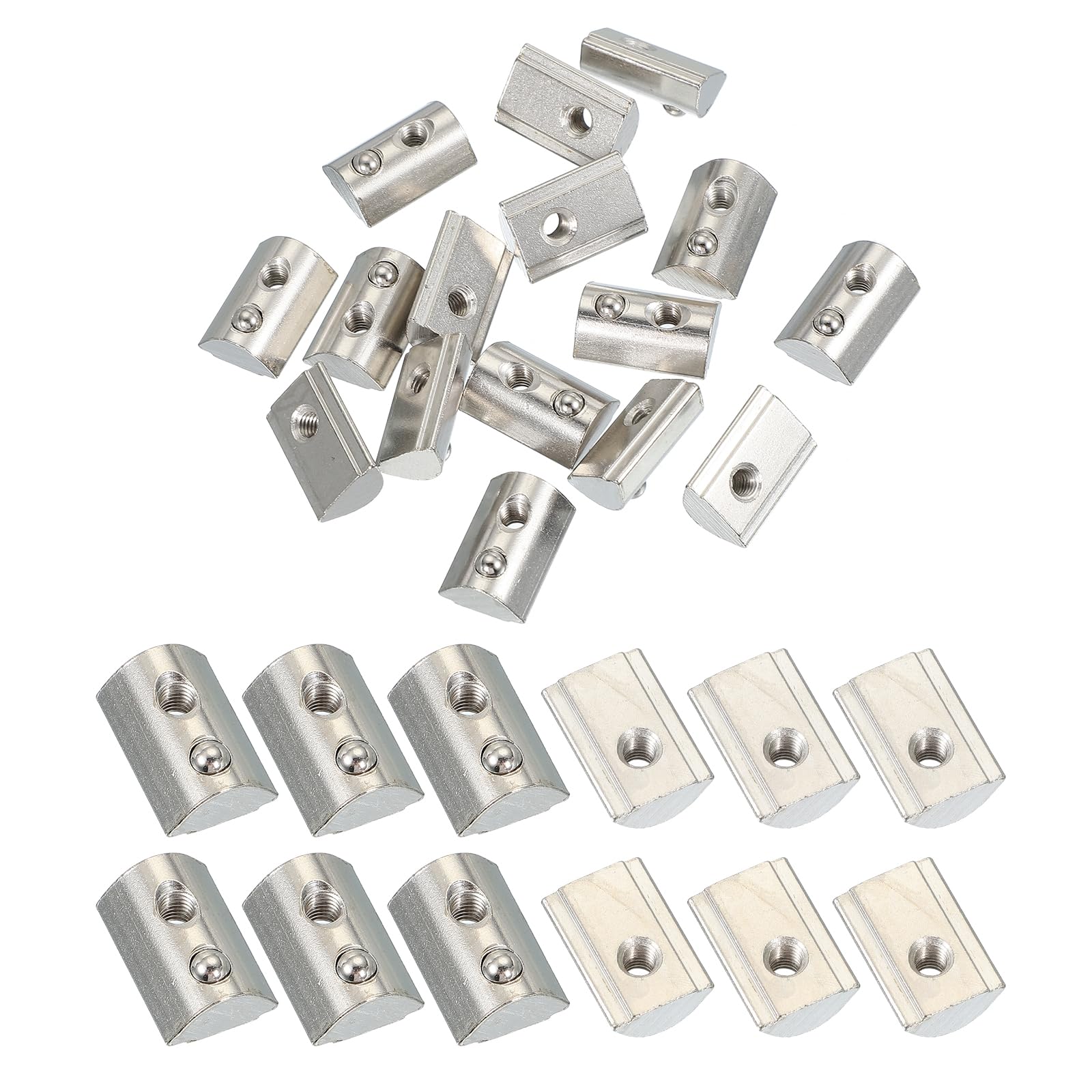 PATIKIL 4545 Series M5 t Slot Nuts, 20pcs Roll-in Spring Ball Loaded Elastic Nuts with 9.8mm Slot for Aluminum Extrusion Profile Rail 3D Printer, Silver