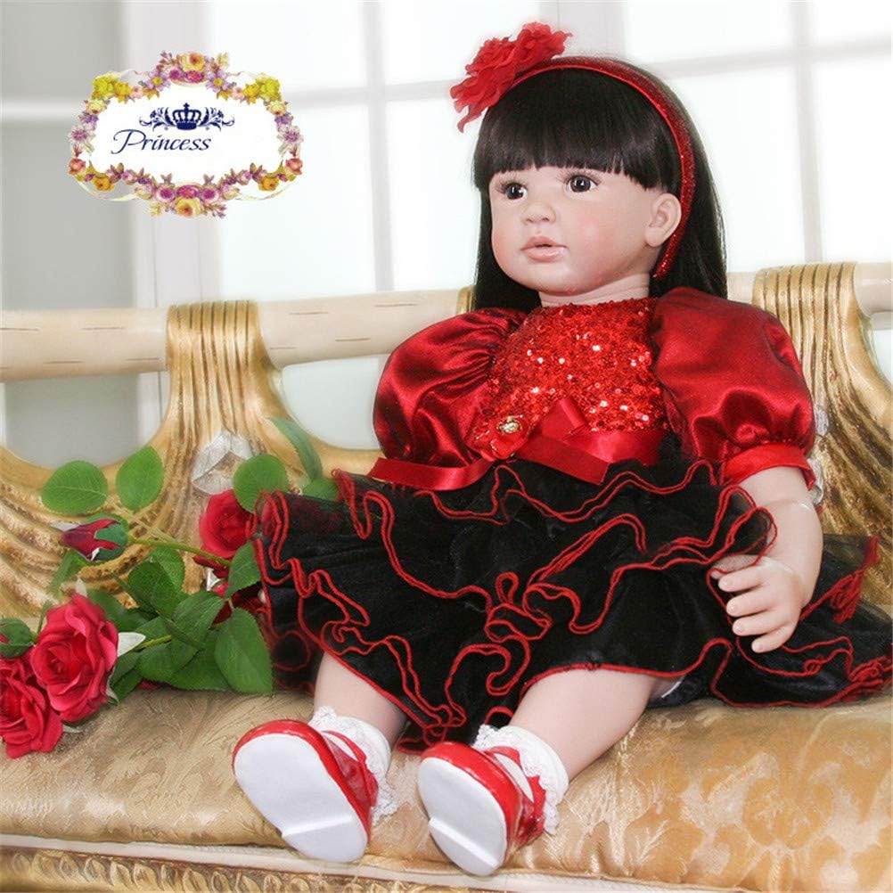 Prezzo PPHH Rinascita Bambola, 60cm del Bambino di Simulazione, Reborn Doll Bambole Nero dei Capelli per i Bambini del Regalo di Natale di Compleanno Offerte