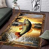 Fishing Area Rug - Hunting Door Mats Carpet Rug for Bedroom Living Room Bathroom, Vintage Bass Fishings Decor Gift, Entryway Rugs 2x3, 3x5, 5x8 feet (Fishing #10)