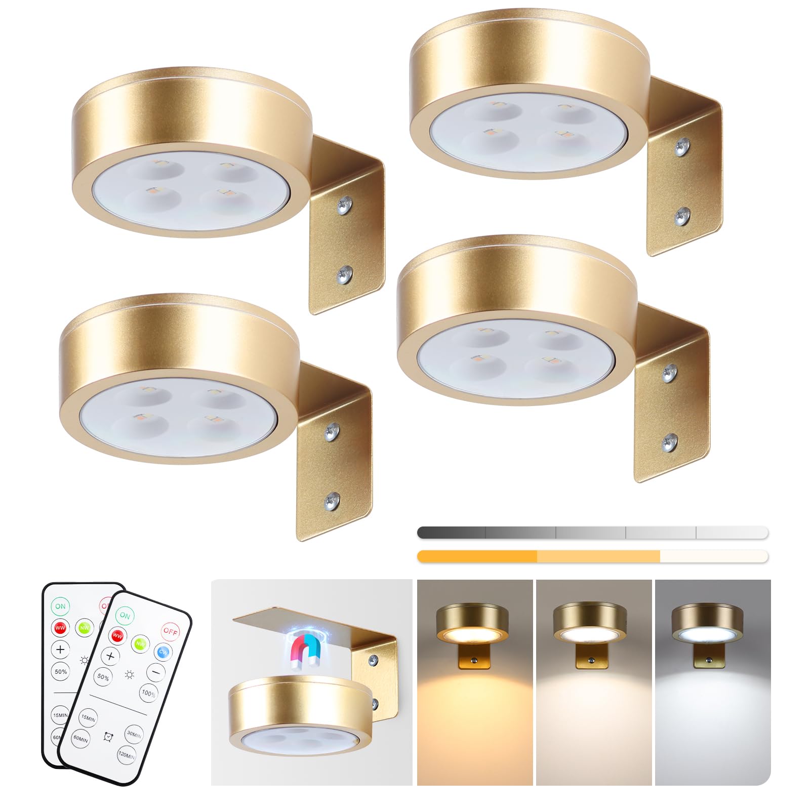 KELUOLY 4-Pack Picture Light Battery Operated