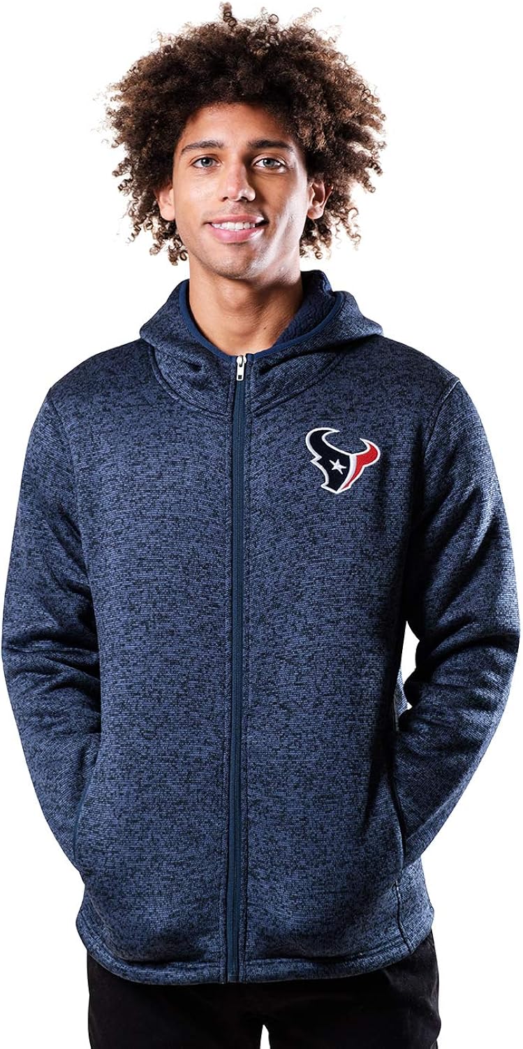Ultra Game NFL Men's Sherpa Lined Full Zip Fleece Hoodie Sweatshirt