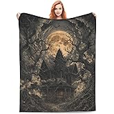 Goth Horror Castle Throw Blanket, Halloween Blanket Gifts for Women Men Girls Boys, Soft Travel Blanket for Bed Couch Sofa Indoor Outdoor Home Decor All Season 60"x50"