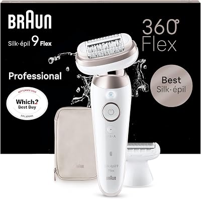 Braun Silk-épil 9 Flex Epilator 360° Head Wet & Dry 40 Tweezers Rose Titan