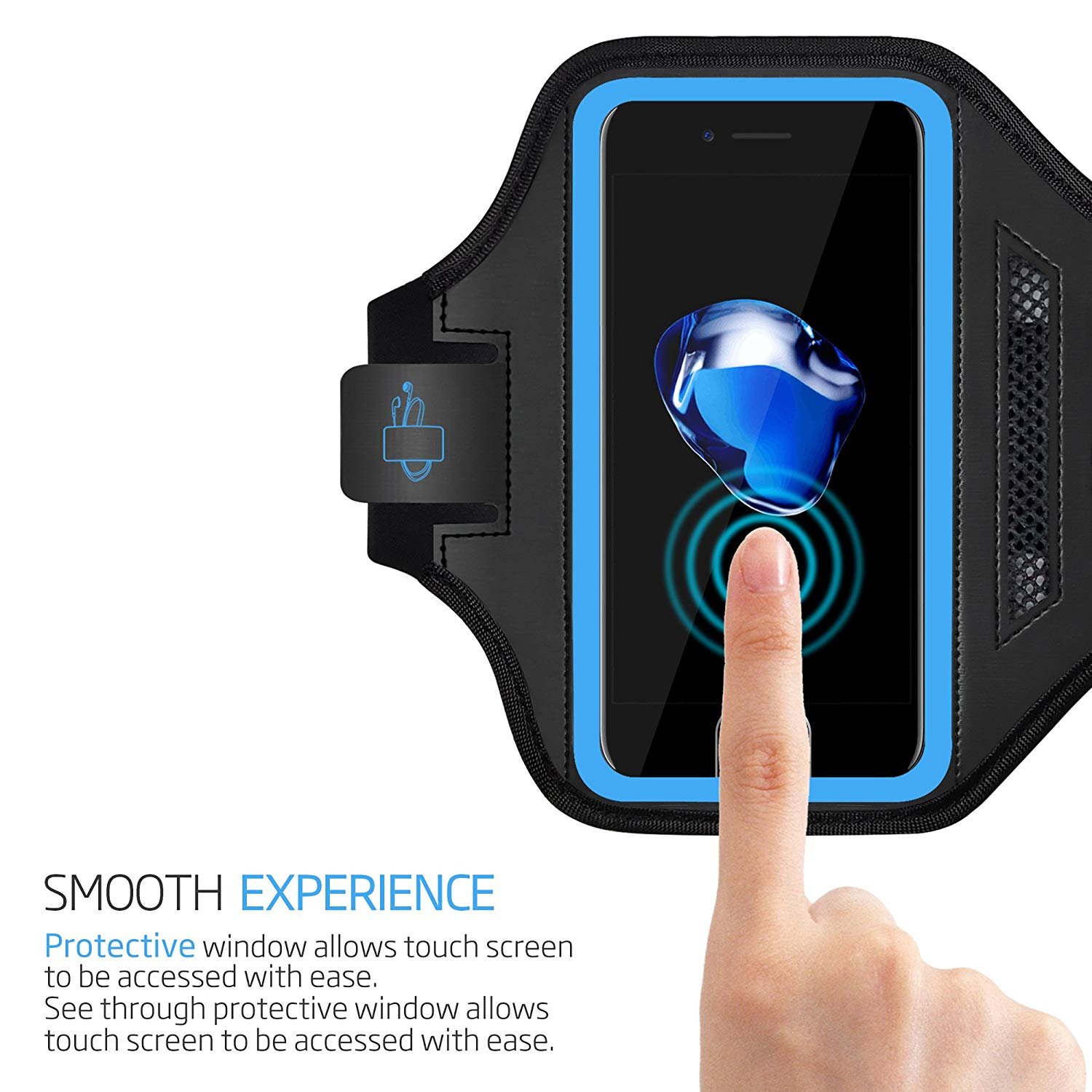 LOVPHONE Man/Women Running Sport Armband for iPhone 7/8 Plus Suitable for Gym Workout w/Kickstand Key Bag Earbuds Holder Card Slot Case, Water Resistant (Blue)