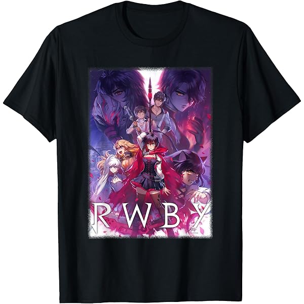 RWBY Starry Crescent Sky Ruby Rose Logo T-Shirt - 100% Cotton Men's Tee, Crew Neck, Black