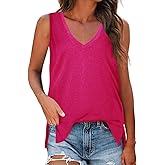 7th Element Womens Plus Size Tank Top Sleeveless Tops Loose Fit V Neck Flowy Summer Ladies Dressy Shirt Tunic