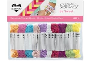 Choose Friendship, My Friendship Bracelet Maker Be Sweet Expansion Pack, 80 Pre-Cut Threads and 75 Beads/Charms, Makes 16-32 Bracelets (Embroidery Floss)