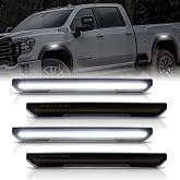 POPMOTORZ 4PCS LED Fender Side Marker Lights for 2020 2021 2022 2023 2024 2025 GMC Sierra 2500HD 3500HD Pickup Truck Front Rear Fender LED Marker Lights Replace OEM Side Marker Lamps