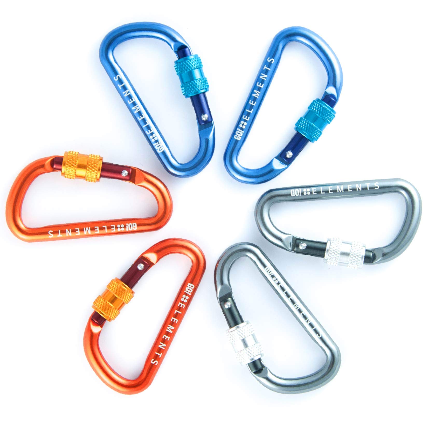GO!elements Mini Carabiner Micro 6 with screw cap in pack of 2 or 6, Color:MULTI — image 1