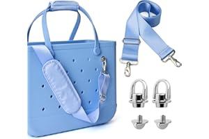 SUITMAT Shoulder Strap for Bogg Bag with Rustproof Metal Connectors, Widened Crossbody Strap for Bogg Bag, Wrap for Rubber Beach Tote, Made of Anti-Slip Nylon, Carolina Blue (Tote Not Included)
