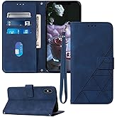 Moment Dextrad for iPhone X/Xs Wallet Case Blue, Card Holder Slots, Wrist Strap, TPU Interior Protective, Stand, PU Leather, Folio Flip Cases Cover