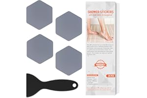 NODIRZ Non Slip Bathtub Stickers, Shower Stickers for Safety Bathroom Tubs, Bathtub Non Slip Stickers and Adhesive Decals Scraper for Bath Tub, Shower Floor, Stairs, Ladders(Square Shape) (24, Grey)