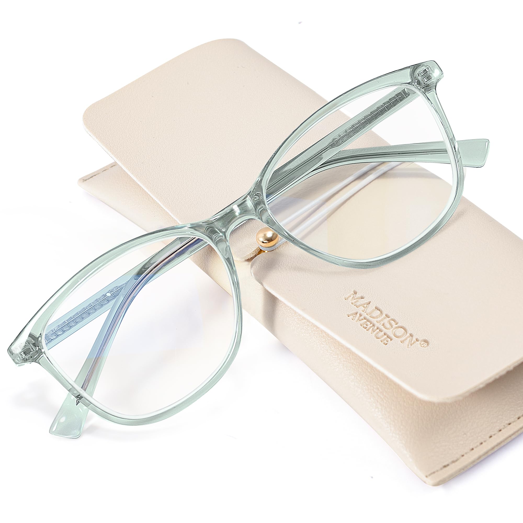 Photo 1 of Madison Avenue TR90 Blue Light Blocking Glasses Anti Eyestrain UV Glare Blue Light Glasses for Women TV Phone Computer Gaming Eyeglasses (Transparent Green)
