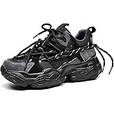 BEAU TODAY Womens Chunky Sneakers,Womens Fashion Sneakers,90s Comfortable Running Dad Shoes,Platform Casual Lace up Non Slip Rave Tennis Walking Shoes
